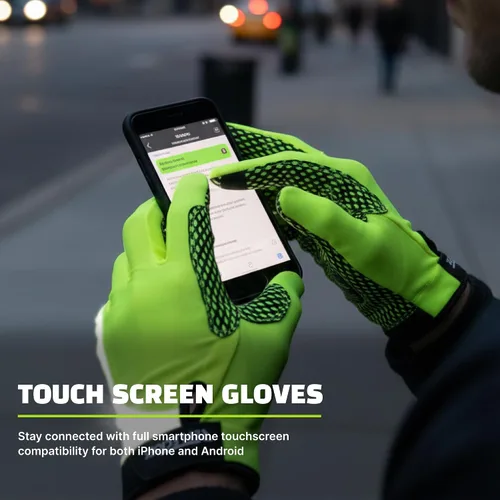 Vista 3 de Guantes reflectantes para bicicleta de verano, guantes de ciclismo fluorescentes de alta visibilidad con acolchado de gel y golpes antideslizantes