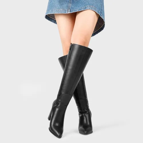 Vista 3 de Dance&Style Women's Leather Boots Block Heels Shoes Fall Boots Knee High