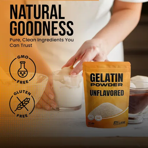 Vista 5 de Gelatina en polvo sin sabor 6 oz – Bolsa a granel – Gelatina Sin Sabor en Polvo – Producto de Estados Unidos – Perfecto para postres, hornear