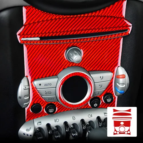 Vista 9 de AIRSPEED Para Mini R55 R56 R57 Control Central AC Panel Cubierta de Panel de Botón de Fibra de Carbono Adhesivo Decoración Interior Trim para Mini