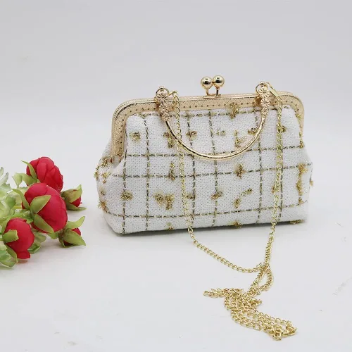 Vista 2 de Women Tote Bag Purse Velvet Handbag Wallet Pearl Chain Evening Cross Body Bag for Girl Wedding Party
