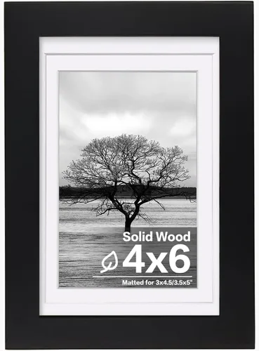 Vista 45 de Egofine - Portarretratos de 4 x 6 pulgadas, de madera maciza con plexiglás, para fotos de 3.5 x 5 con paspartú o de 4 x 6 sin paspartú, para colocar
