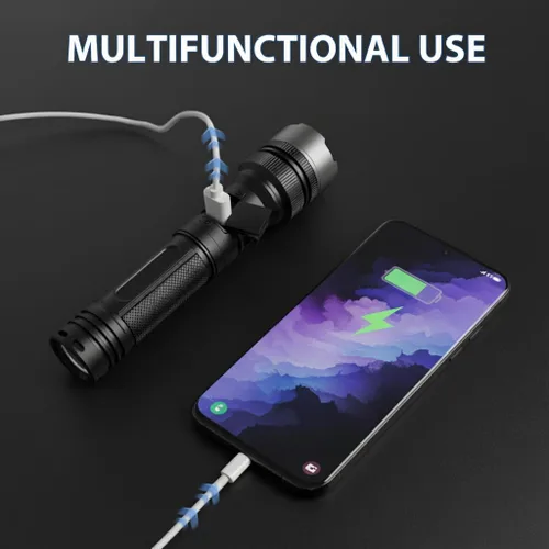 Vista 4 de Linternas Recargables Paquete de 2, Linterna LED Recargable USB-C con Enfoque de Zoom, Linterna de Emergencia Brillante para Cortes de Energía