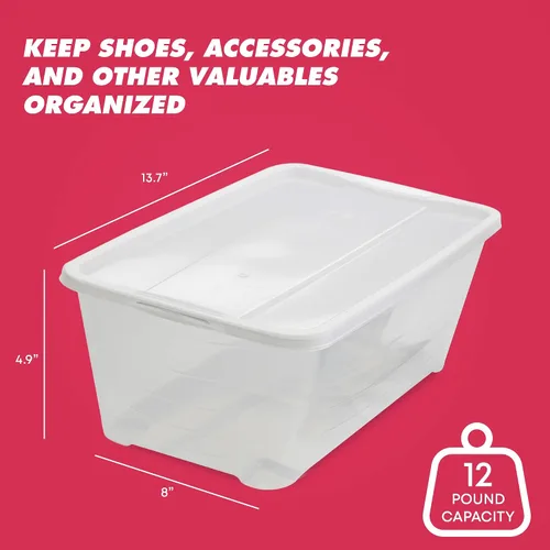 Vista 3 de Life Story Paquete de 10 cajas de almacenamiento de plástico, organizador de zapatos apilable, contenedores con tapa, 6 litros - Cajas