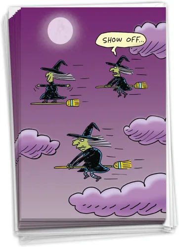 Vista 11 de NobleWorks - Juego de 12 divertidas tarjetas de felicitación de Halloween con sobres de 5 x 7 para hombres, mujeres 1x12 diseños - Calabaza