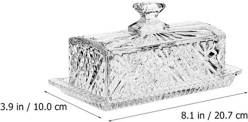 Vista 2 de BESTonZON Plato de vidrio rectangular Plato de mantequilla de vidrio plato de mantequilla transparente plato de mantequilla plato de mantequilla