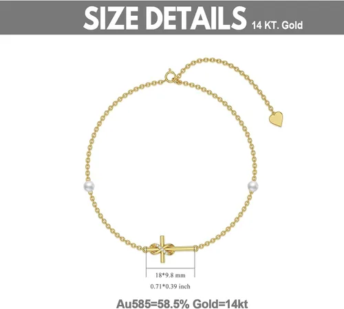 Vista 3 de Pulsera de oro de 14 quilates con dijes de oro real, joyería de Navidad, regalos para mujeres y niñas