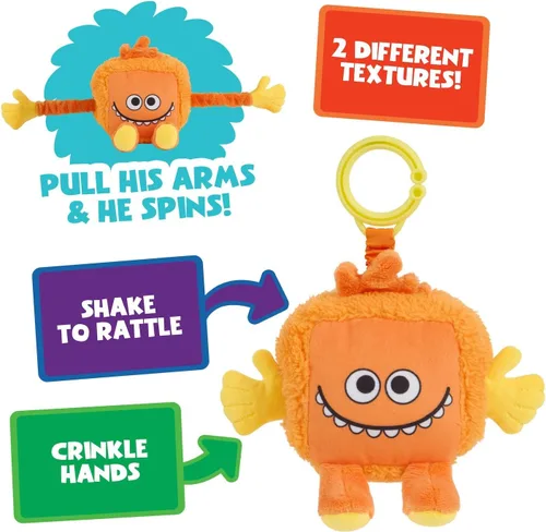 Vista 3 de WowWee Dewey de monstruos de peluche sensoriales súper simples (naranja) con más de 5 características sensoriales (a partir de 0 años)
