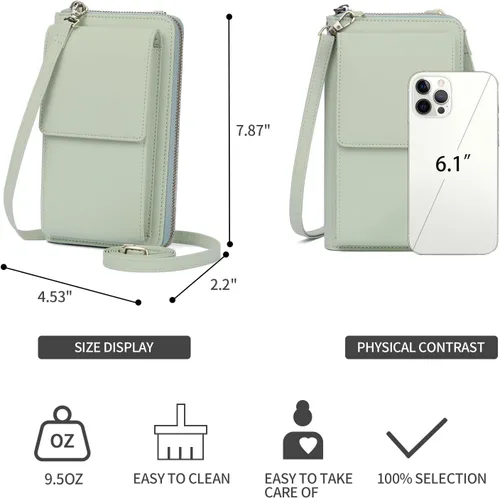 Vista 7 de SENDEFN Bolso cruzado pequeño para teléfono celular para mujer, de cuero, con múltiples ranuras para tarjetas