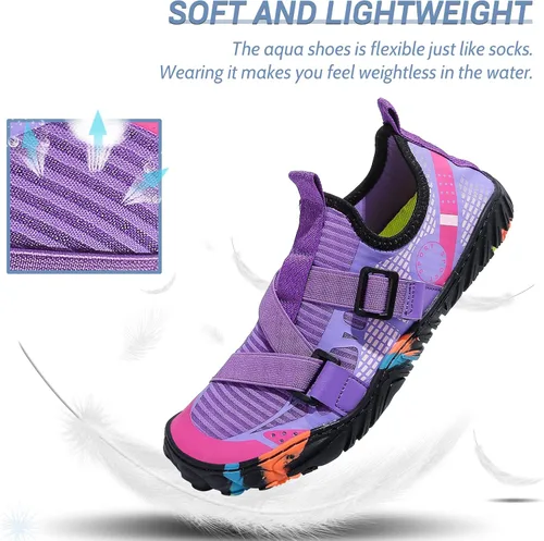 Vista 3 de SPUKEP Zapatos de agua para mujeres y hombres, de secado rápido, antideslizantes, calcetines acuáticos ligeros para natación, surf, playa, piscina