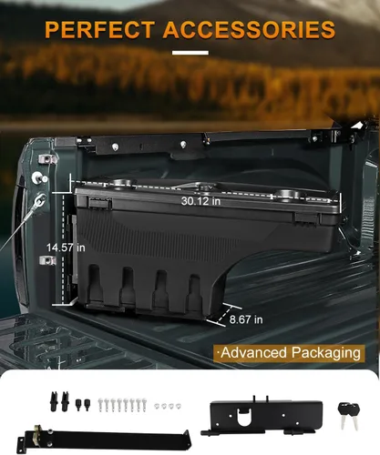 Vista 5 de ROADFAR Caja de almacenamiento de repuesto para caja de camioneta del lado izquierdo del conductor para Toyota para Tundra 2007-2020, tapa