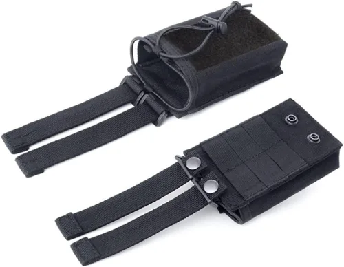 Vista 7 de Soporte de radio táctico Molle para radio, funda resistente para radios de dos maneras, almacenamiento ajustable