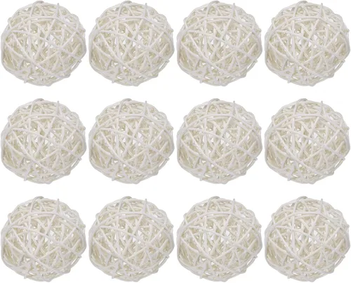 Vista 10 de MECCANIXITY 12 bolas decorativas de mimbre de ratán de 2.8 pulgadas para rellenos de jarrones, bodas, jardines, fiestas de pasillo, color negro