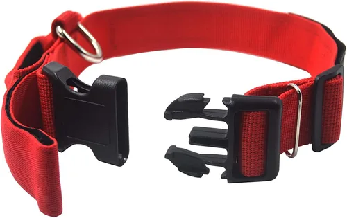 Vista 4 de 3 colores y 3 tamaños: collar táctico para perro de servicio K.9, collar básico ajustable de nailon con parche reflectante para perros pequeños
