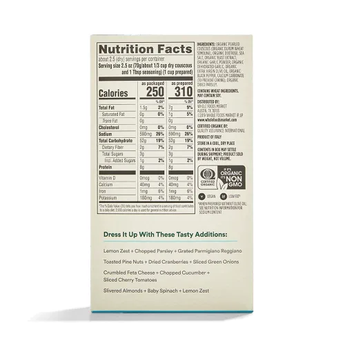 Vista 2 de 365 by Whole Foods Market, cuscús perlado orgánico de ajo y aceite de oliva, 5.8 onzas, el embalaje puede variar