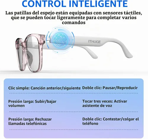 Vista 7 de Lentes inteligentes AI, traducción Bluetooth 5.4, más de 160 idiomas, audio de oído abierto para viajes y negocios (blanco)