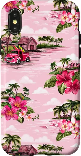 Vista 5 de Funda para iPhone 11 Tropical Hibiscus Island Palm Tree Rockabilly Surfer Beach