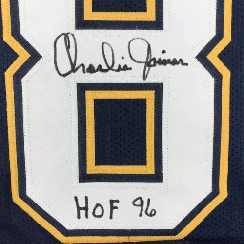 Vista 3 de Camiseta de fútbol azul oscuro de Charlie Joiner HOF 96 San Diego con Autógrafo y Firmado JSA COA