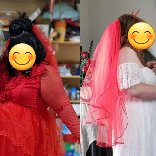 Vista 7 de Halloween Cosplay disfraz velo mujer tul corto velos de novia accesorios de boda