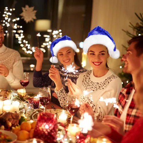 Vista 6 de SATINIOR 2 piezas de sombrero de Papá Noel de lentejuelas para adultos, unisex, gorro de Navidad con forro y ala de felpa para mujeres y hombres