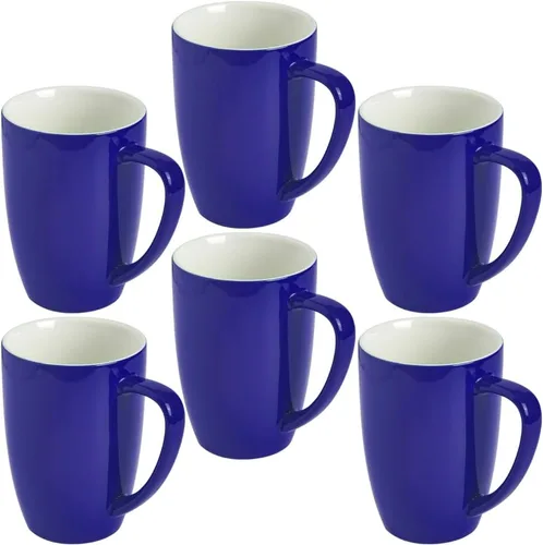 Vista 10 de homEdge Juego de tazas de porcelana, taza de 16 onzas para té, latte, moca, chocolate caliente, juego de 6, colores surtidos