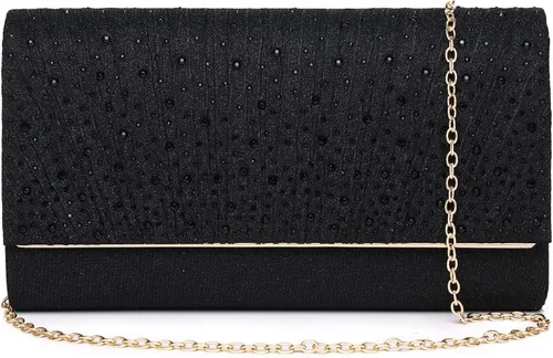 Vista 8 de DETARA Bolsas de noche para mujer, con lentejuelas con purpurina, bolso de mano brillante para mujer, bolso formal de boda, fiesta, baile