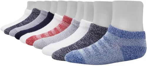 Vista 5 de Hanes Calcetines tobilleros antideslizantes para bebés y niños pequeños, paquete múltiple