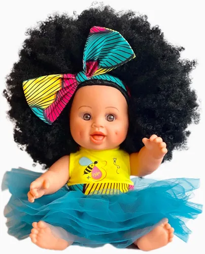 Vista 10 de Orijin Bees Curly Swizzy Bee - Muñeca Biracial negra de 12 pulgadas con pelo rizado
