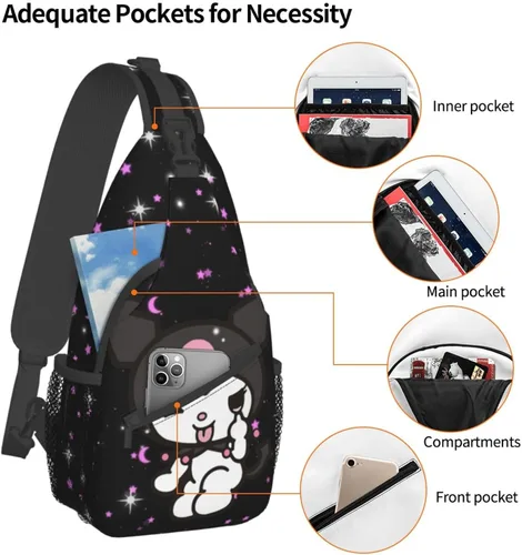 Vista 4 de Bolso casual para el pecho, bolso cruzado de dibujos animados, bolso de hombro kawaii para ciclismo, deportes, senderismo