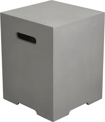 Vista 17 de AMS Chimenea Elementi Cubierta cuadrada de tanque de propano estilo Nápoles de 20 libras Base de hormigón GFRC Dimensiones: 17.3 x 17.3 x 25.6