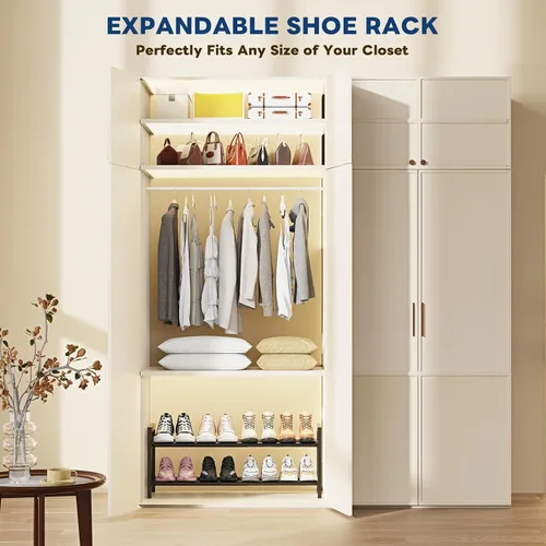 Vista 7 de Mavivegue Zapatero expandible, organizador de zapatos ajustable de 2 niveles, estante de zapatos para armario, entrada, puerta delantera