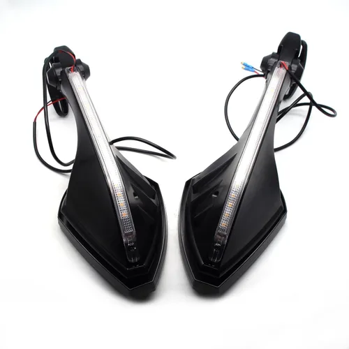 Vista 6 de MZS Espejos de motocicleta, LED Racing Espejo retrovisor de señal de giro dual ajustable compatible con Hayabusa ZX4R ZX6R ZX14R ZX10R ZX12R CBR500R