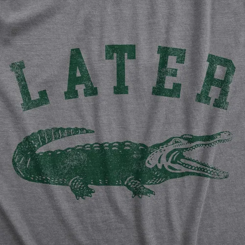 Vista 4 de Camiseta de cocodrilo para mujer, divertida camiseta con texto en inglés "Gator Joke Ssaying" Gris oscuro jaspeado - cocodrilo