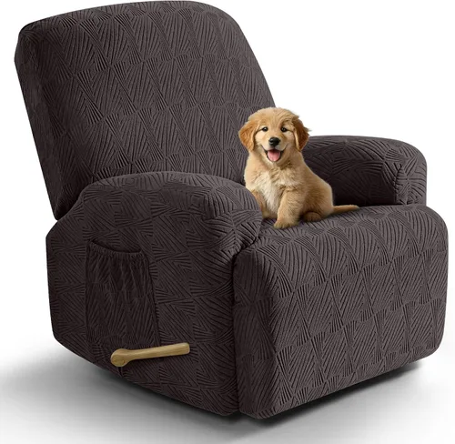 Vista 19 de VANSOFY Fundas para sillas reclinables, 4 piezas, elásticas, de tela jacquard, suave funda para silla reclinable, protector de muebles con parte