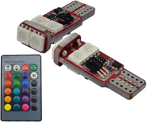Vista 3 de SOCAL-LED LIGHTING 2 bombillas LED RC 194 W5W 5050 6SMD cuña brillante interior/cúpula/mapa/puerta/placa de licencia (T10 RGB)