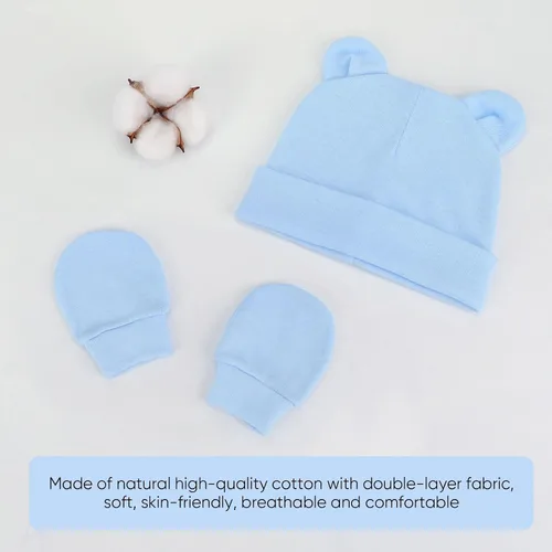 Vista 5 de BQUBO - Juego de guantes para bebés recién nacidos, para niños y niñas, gorro de hospital, gorros, guantes para bebés de 0 a 6 meses