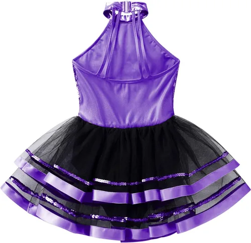 Vista 79 de CHICTRY Vestido tutú de ballet con lentejuelas brillantes para niñas y niñas, moderno disfraz de baile latino de jazz