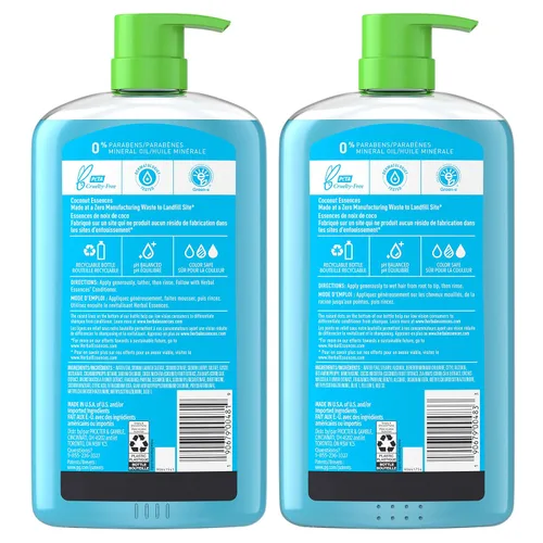 Vista 7 de Juego de champú y acondicionador hidratante Herbal Essences, libre de parabenos, Hello Hydration, seguro para cabello tratado con color, coco, azul