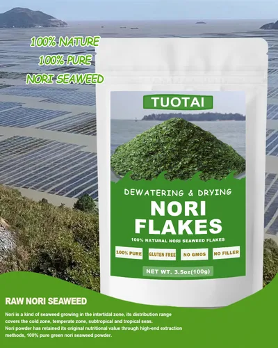 Vista 5 de Copos de Nori crudos, copos de algas verdes Nori, copos de algas 100% puras, veganos, sin aditivos, sin OMG