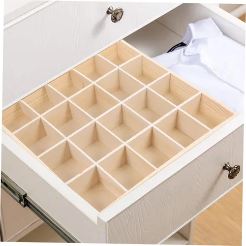 Vista 9 de SEWACC Organizador de cajones de madera, caja de almacenamiento de 20 rejillas para calcetines, llaves, bragas, armario, gabinete, organizador