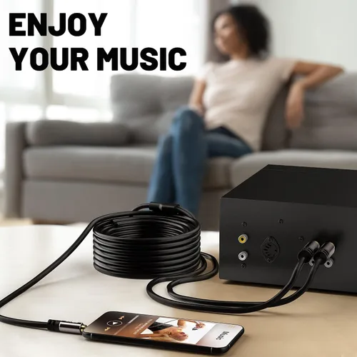 Vista 4 de Paquete de 2 cables de 3.5mm a RCA de 4 pies, adaptador de audio estéreo macho RCA a auxiliar, cable divisor en Y auxiliar de sonido de alta