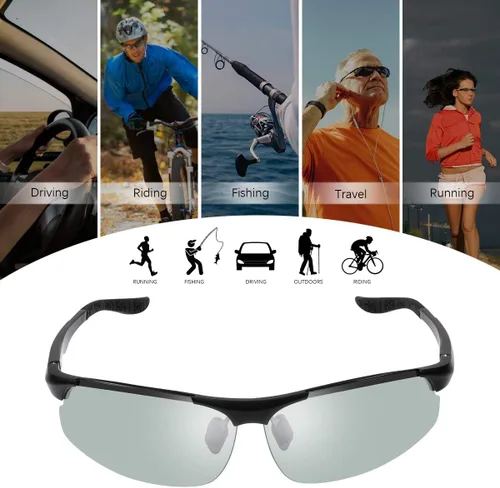 Vista 7 de Gafas de sol polarizadas fotocrómicas para hombre, gafas de seguridad fotocrómicas para mujeres, gafas de visión nocturna, UV400, deportes al aire