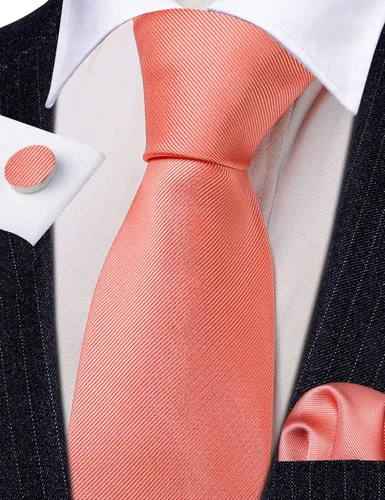 Vista 153 de Barry.Wang Juego de corbatas a cuadros para hombre con pañuelo gemelos de rayas clásicas