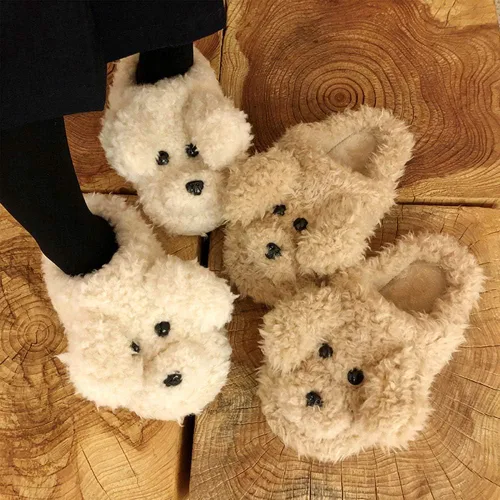 Vista 3 de SGVAHY - Zapatilla de peluche para niñas, diseño de animales de peluche en 3D, diseño de animales de peluche para invierno, antideslizante