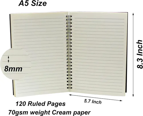 Vista 4 de Yansanido - Cuaderno de notas con tapa blanda (A5, 4 unidades, 120 páginas, 60 hojas)