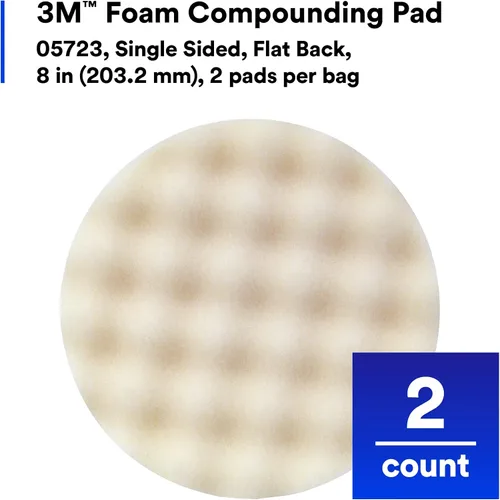 Vista 2 de 3M Almohadilla de compuesto de espuma, 05723, de un solo lado, respaldo plano, gancho y bucle, 8 pulg (203.2 mm), 2 almohadillas/bolsa 2