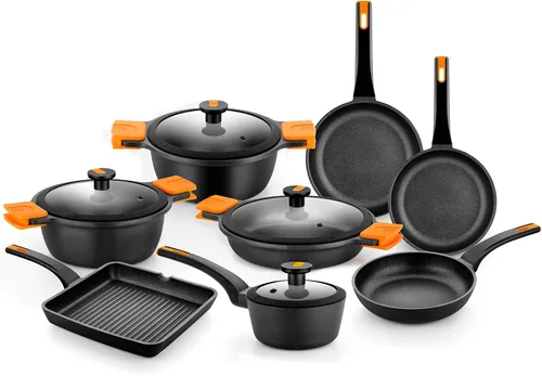 Vista 13 de BRA COOKWARE Efficient Pro Juego de utensilios de cocina de 10 piezas Aluminio fundido antiadherente 10 Pot & Pan Set w/ 2 Pots, 1 Sauté Pan, 2