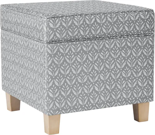 Vista 19 de HomePop Otomana Clásica Cuadrada de Almacenamiento con Tapa Desmontable Otomana con Almacenamiento para Sala de Estar y Dormitorio, Patrón de Negro