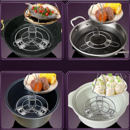 Vista 4 de Adjustable for Stainless Steel Steamer Rack, 304 for Heavy Duty Pot Insert with Foldable Feet, 6.3-9.6 Inch Expandable Steam Tray for Pressure