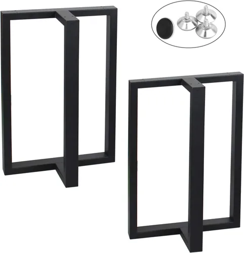 Vista 18 de MBQQ Patas para muebles de 15.7" de altura 17.7" de ancho, tubo cuadrado rústico decorativo, patas de mesa de metal resistente, patas de escritorio